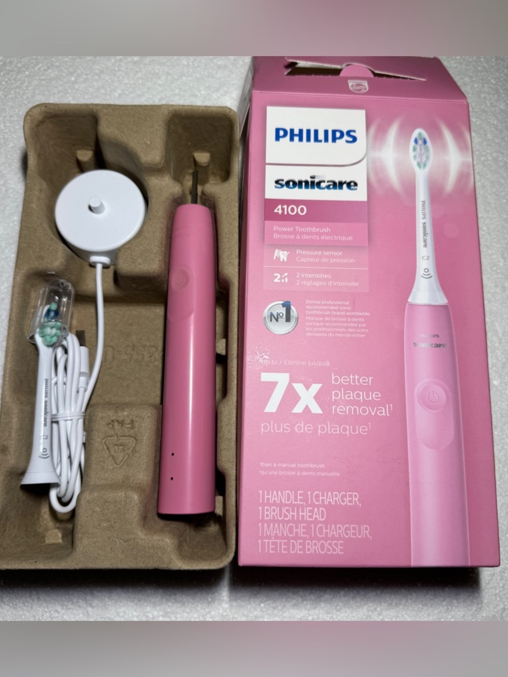 Philips Sonicare 4100 Electric Power Toothbrush - Pink Open Box New Unused